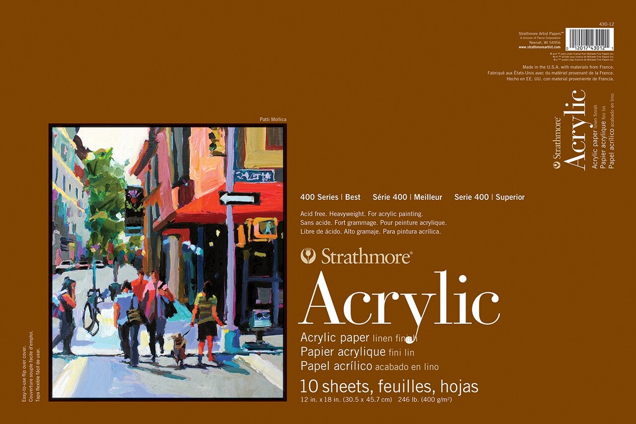 Strathmore 400 Series Acrylic Pad 12"X18"-Glue Bound, 10 Sheets